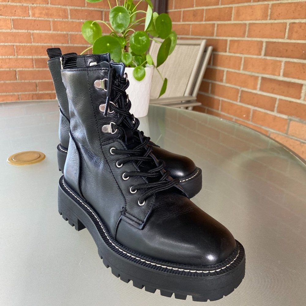 Lue Lug Sole Combat Boots - square toe